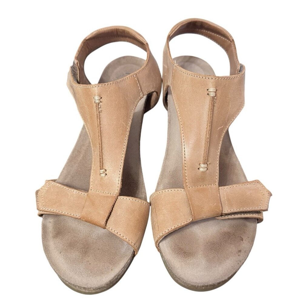 Taos Sheila Tan Open Toe Hook & Loop Strap Sandal… - image 3